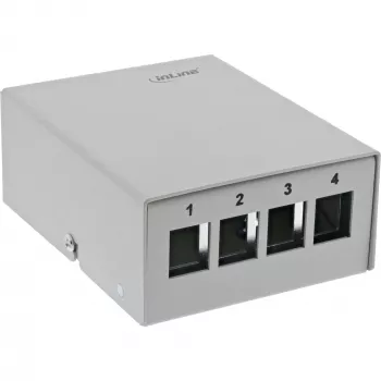 InLine Desktop consolidation point box 4x Keystone RJ45, metaal, RAL7035
