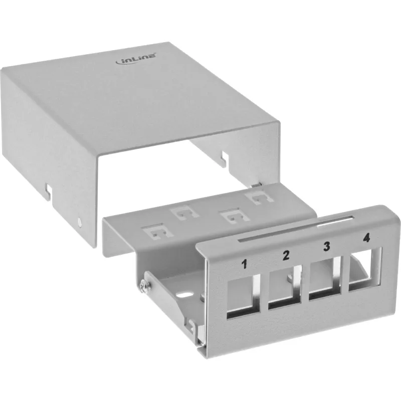 InLine Desktop consolidation point box 4x Keystone RJ45, metaal, RAL7035