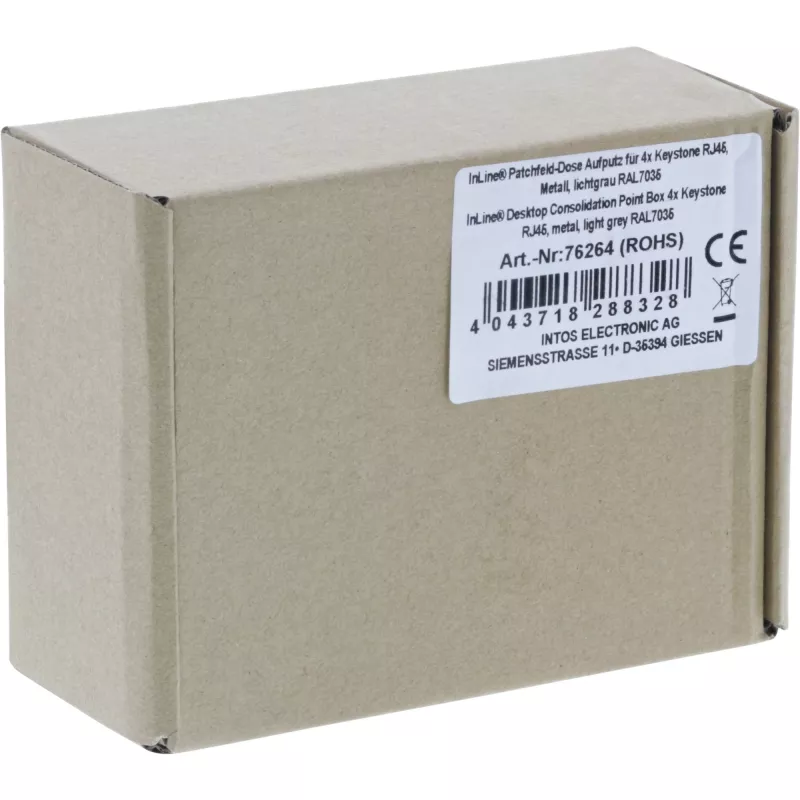 InLine Desktop consolidation point box 4x Keystone RJ45, metaal, RAL7035
