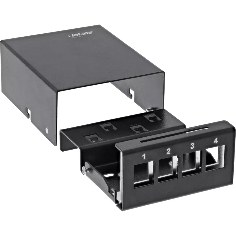 InLine Desktop consolidation point box 4x Keystone RJ45, metaal, zwart RAL9005