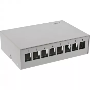 InLine Desktop consolidation point box 8x Keystone RJ45, metaal, RAL7035