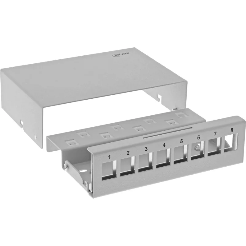 InLine Desktop consolidation point box 8x Keystone RJ45, metaal, RAL7035