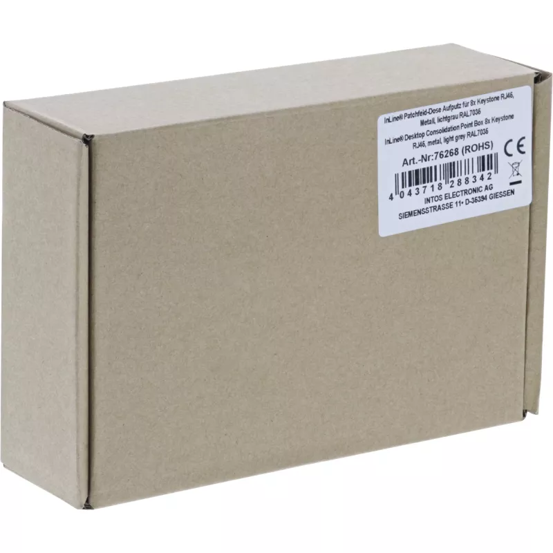 InLine Desktop consolidation point box 8x Keystone RJ45, metaal, RAL7035