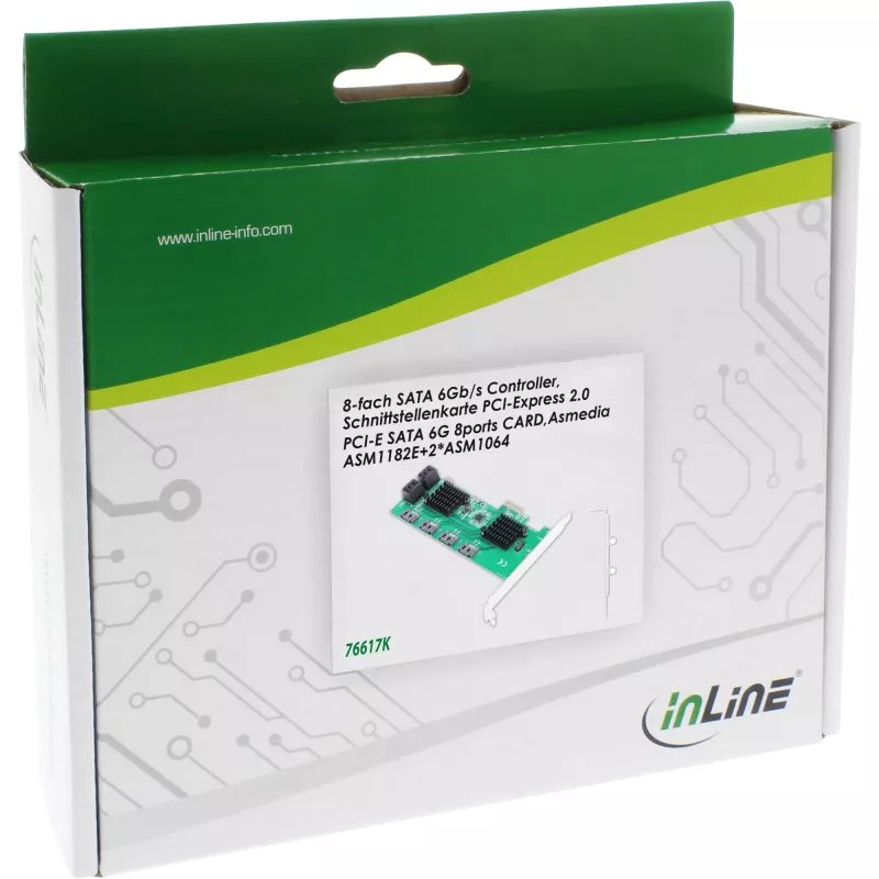 InLine interfacekaart, 8x SATA 6Gb/s controller, PCIe 2.0 (PCI Express)