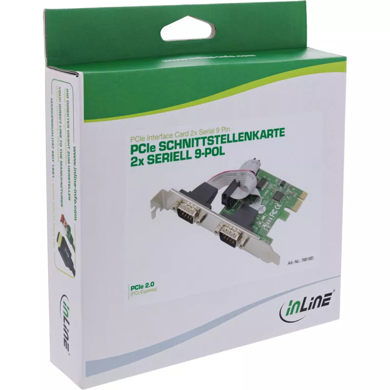 InLine interfacekaart 2x serieel 9 pin PCIe PCI-Express male