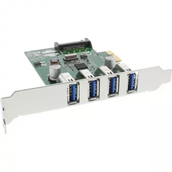 InLine USB 3.0 4 poorts hostcontroller PCIe incl. LP-beugel en 4 pin aux. stroom