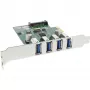 InLine USB 3.0 4 poorts hostcontroller PCIe incl. LP-beugel en 4 pin aux. stroom