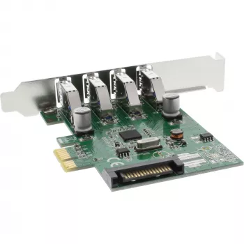 InLine USB 3.0 4 poorts hostcontroller PCIe incl. LP-beugel en 4 pin aux. stroom
