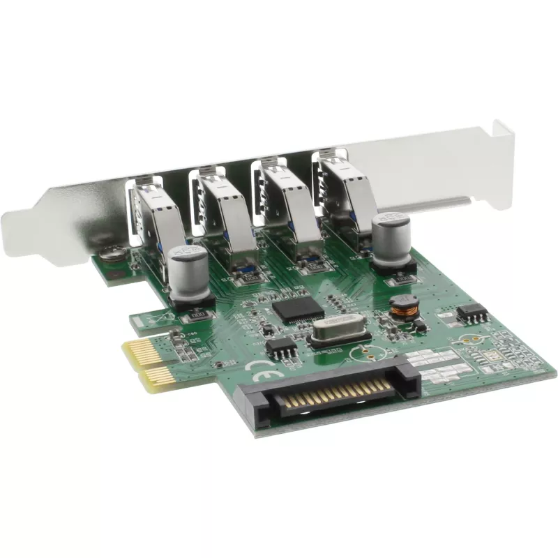 InLine USB 3.0 4 poorts hostcontroller PCIe incl. LP-beugel en 4 pin aux. stroom