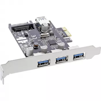 InLine USB 3.0-hostcontroller met 3+1 poorten, PCIe, met SATA-voeding en LP-beugel