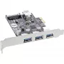 InLine USB 3.0-hostcontroller met 3+1 poorten, PCIe, met SATA-voeding en LP-beugel