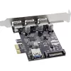 InLine USB 3.0-hostcontroller met 3+1 poorten, PCIe, met SATA-voeding en LP-beugel