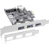 InLine USB 3.0-hostcontroller met 3+1 poorten, PCIe, met SATA-voeding en LP-beugel