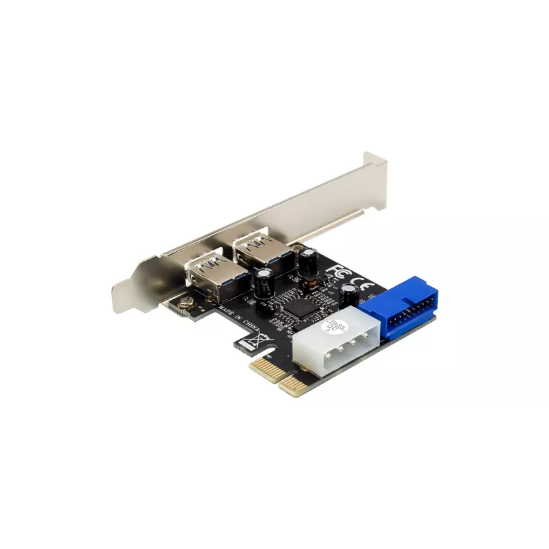 InLine 2+2-poorts USB 3.2 Gen.1 hostcontroller, PCIe, met SATA-voeding + LP-beugel