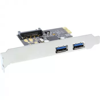 InLine 2-poorts USB 3.0 hostcontrollerkaart met SATA-hulpstroomaansluiting PCIe