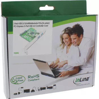 InLine 2-poorts USB 3.0 hostcontrollerkaart met SATA-hulpstroomaansluiting PCIe