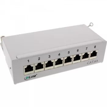 InLine patchpanel Cat.6A tafel-/wandmontage 8 poorten lichtgrijs RAL7035