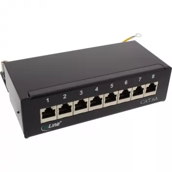 InLine patchpanel Cat.6A tafel-/wandmontage 8 poorten zwart RAL9005