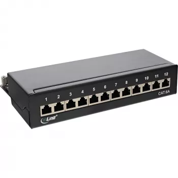 InLine patchpanel Cat.6A tafel-/wandmontage 12 poorten zwart