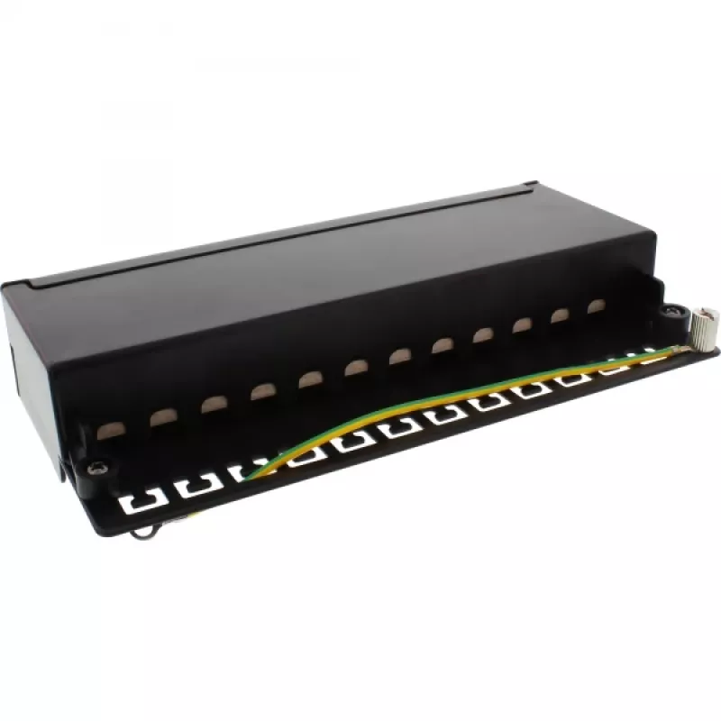 InLine patchpanel Cat.6A tafel-/wandmontage 12 poorten zwart RAL9005