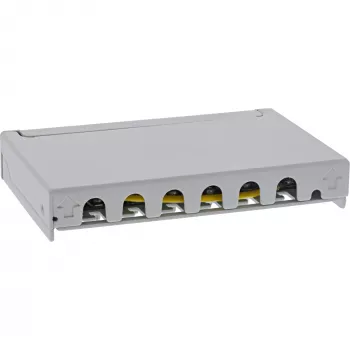 InLine Patchpanel Cat.6A 0,5HE 6-poorts, tafel/wand/rail, grijs met stofkap