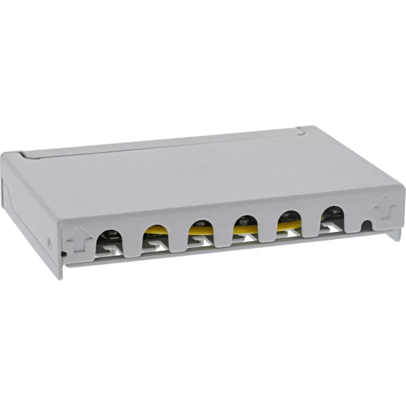 InLine Patchpanel Cat.6A 0,5HE 6-poorts, tafel/wand/rail, grijs met stofkap