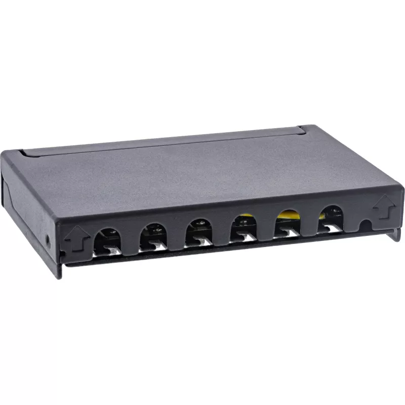 InLine patchpanel Cat.6A 0,5U 6-poorts, tafel/wand/rail, zwart met stofbescherming