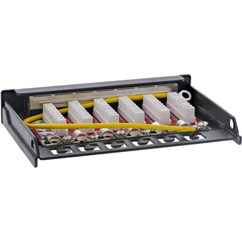 InLine patchpanel Cat.6A 0,5U 6-poorts, tafel/wand/rail, zwart met stofbescherming