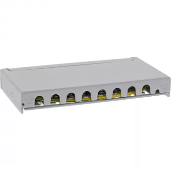 InLine Patchpanel Cat.6A 0,5HE 8-poorts, tafel/wand/rail, grijs, stofkap