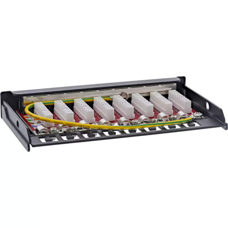 InLine patchpanel Cat.6A 0.5U 8-poorts, tafel/wand/rail, zwart, stofbescherming