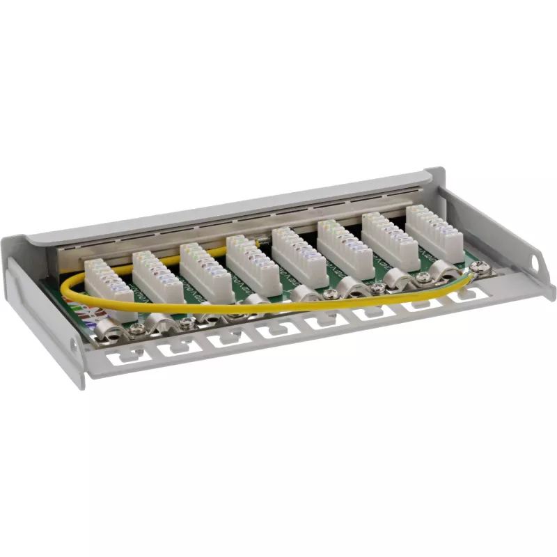 InLine Patchpanel Cat.6A 0,5HE 8-poorts, tafel-/wandmontage lichtgrijs RAL7035