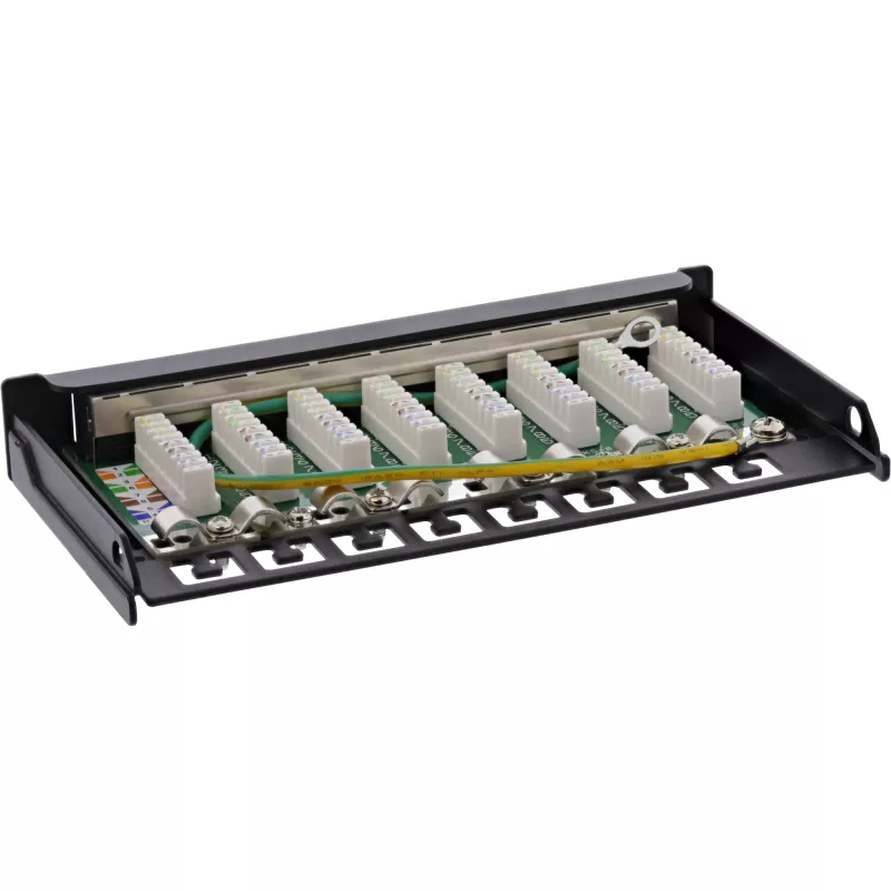 InLine Patchpanel Cat.6A 0,5HE 8-poorts, tafel-/wandmontage zwart RAL9005