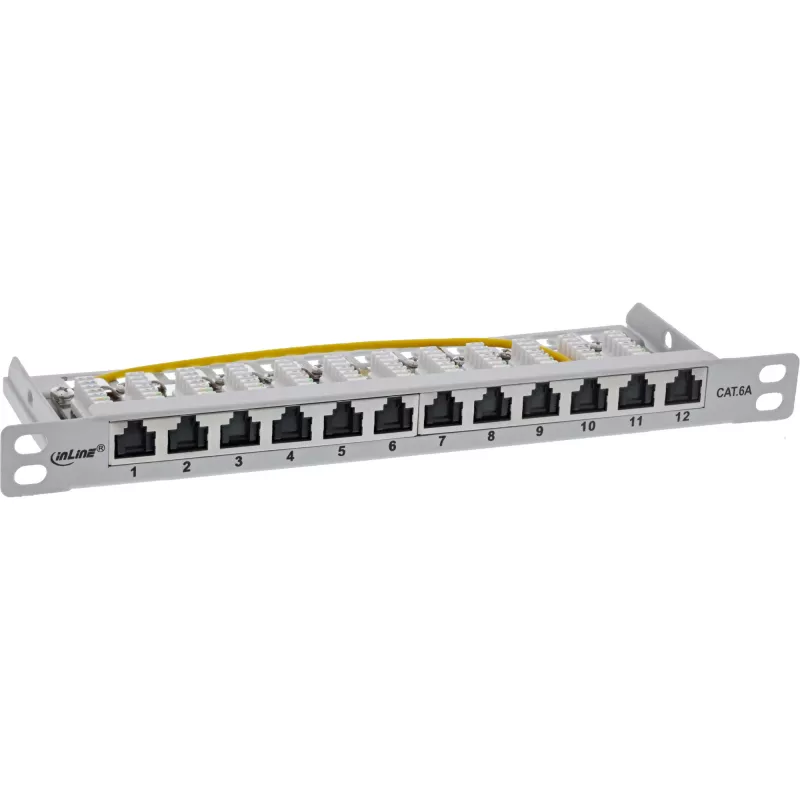 InLine 10 inch Patchpanel Cat.6A 0,5HE 12-poorts, met stofkap, grijs