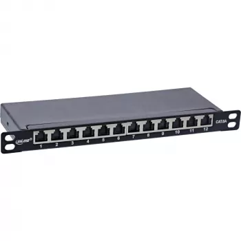 InLine 10 inch Patchpanel Cat.6A 0,5HE 12-poorts, met stofkap, zwart