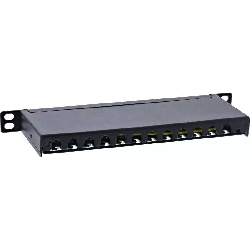 InLine 10 inch Patchpanel Cat.6A 0,5HE 12-poorts, met stofkap, zwart