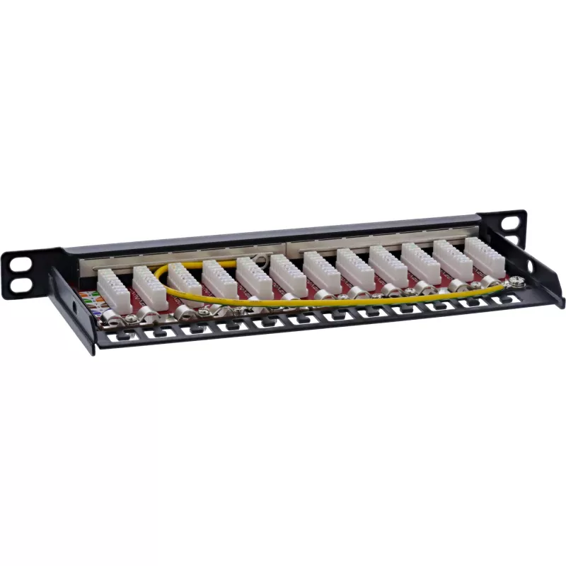 InLine 10 inch Patchpanel Cat.6A 0,5HE 12-poorts, met stofkap, zwart