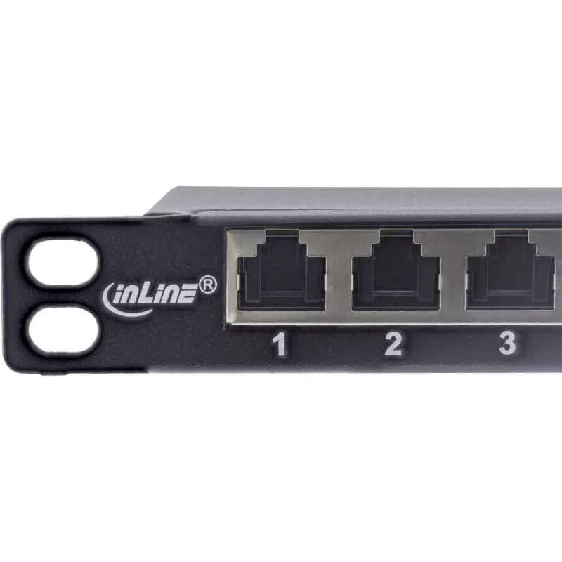 InLine 10 inch Patchpanel Cat.6A 0,5HE 12-poorts, met stofkap, zwart