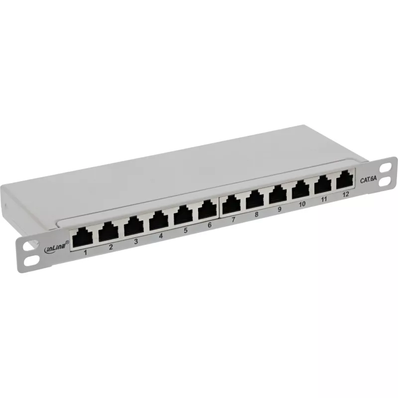 InLine Patchpanel 10 inch Cat.6A 0,5HE 12-poorts lichtgrijs RAL7035