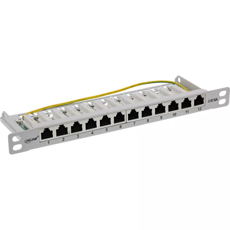 InLine Patchpanel 10 inch Cat.6A 0,5HE 12-poorts lichtgrijs RAL7035