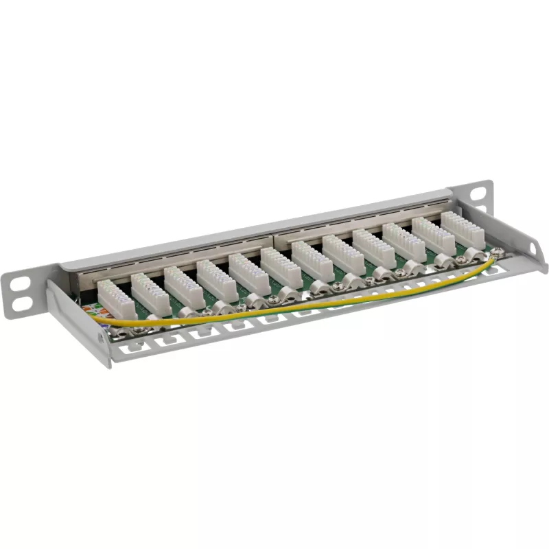 InLine Patchpanel 10 inch Cat.6A 0,5HE 12-poorts lichtgrijs RAL7035
