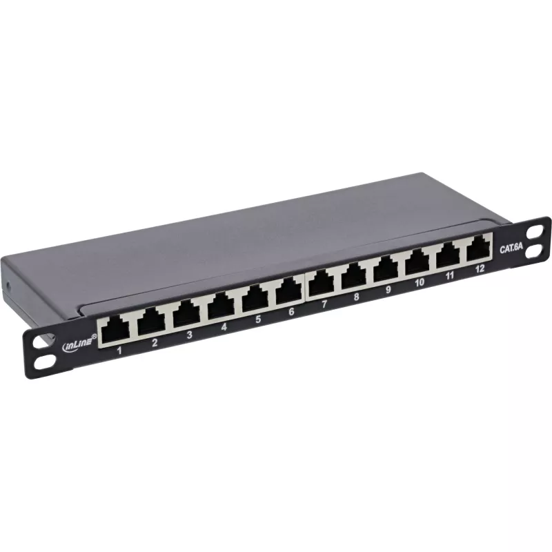 InLine Patchpanel 10 inch Cat.6A 0,5HE 12-poorts zwart RAL9005