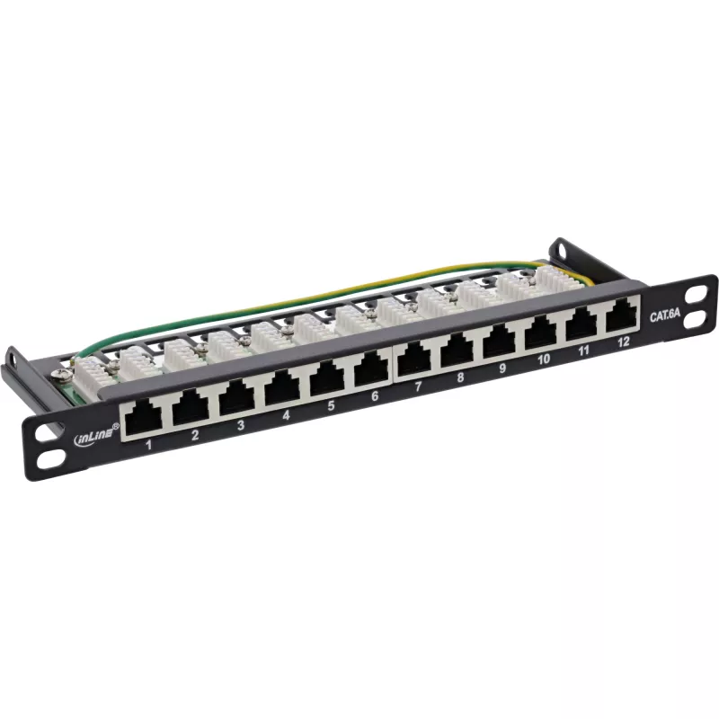 InLine Patchpanel 10 inch Cat.6A 0,5HE 12-poorts zwart RAL9005