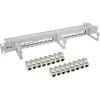 InLine Patch Panel Cat.6A 16-voudig, met 3 kabelmanagementbeugels, 16 keystones, 19 inch, 1HE, grijs