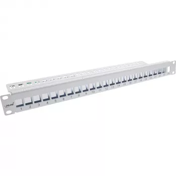 InLine blind patchpanel 19 inch 24 poorten 1U lichtgrijs rackmontage