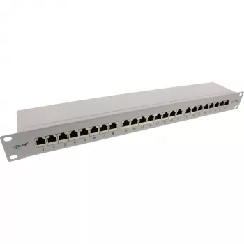 InLine patchpanel 19 inch Cat.6A 24 poorten 1U lichtgrijs RAL7035