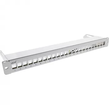 InLine blind patchpanel met uittrekbaar deel 19 inch 24 poorten 1U lichtgrijs