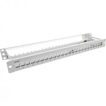 InLine blind patchpanel met uittrekbaar deel 19 inch 24 poorten 1U lichtgrijs