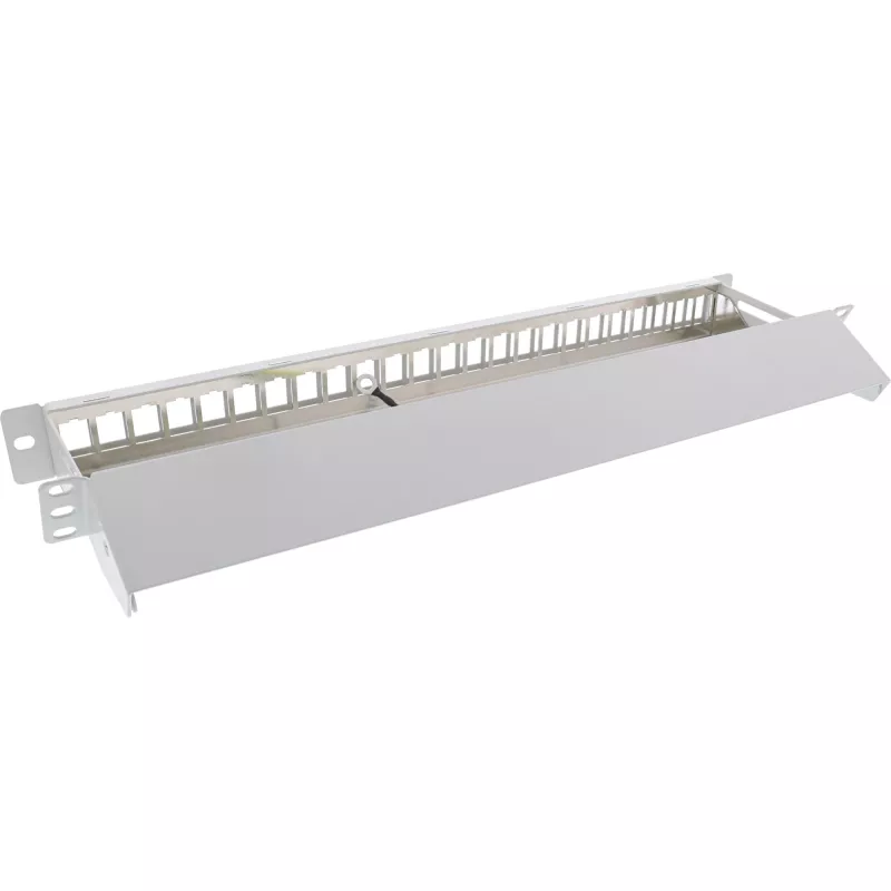 InLine blind patchpanel met uittrekbaar deel 19 inch 24 poorten 1U lichtgrijs