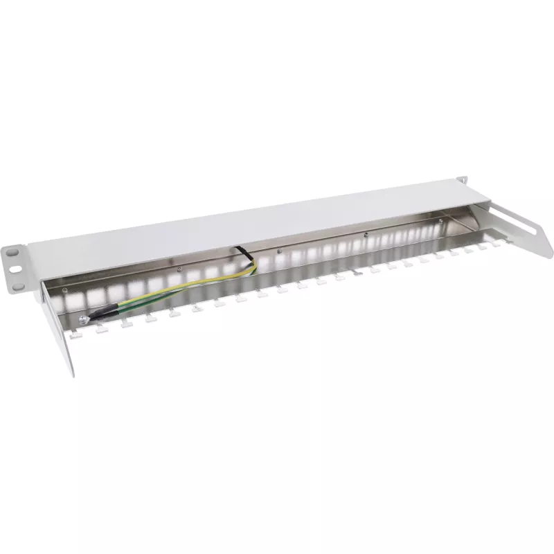 InLine blind patchpanel met uittrekbaar deel 19 inch 24 poorten 1U lichtgrijs