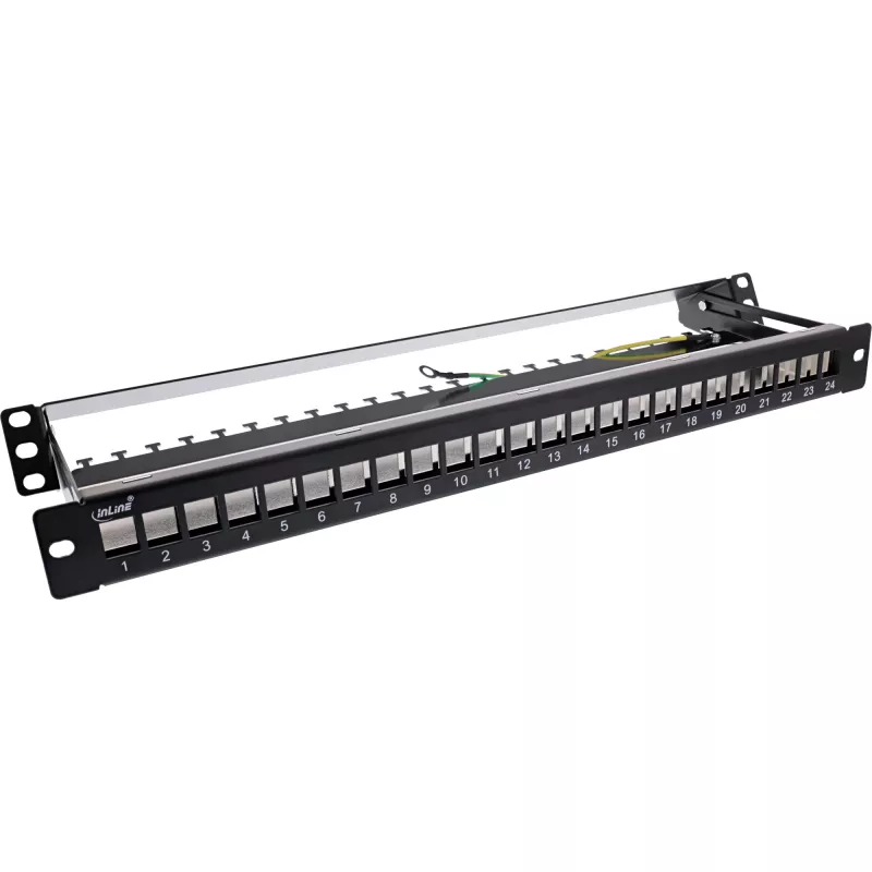 InLine blind patchpanel uittrekbaar 19 inch 24 poorten 1U zwart